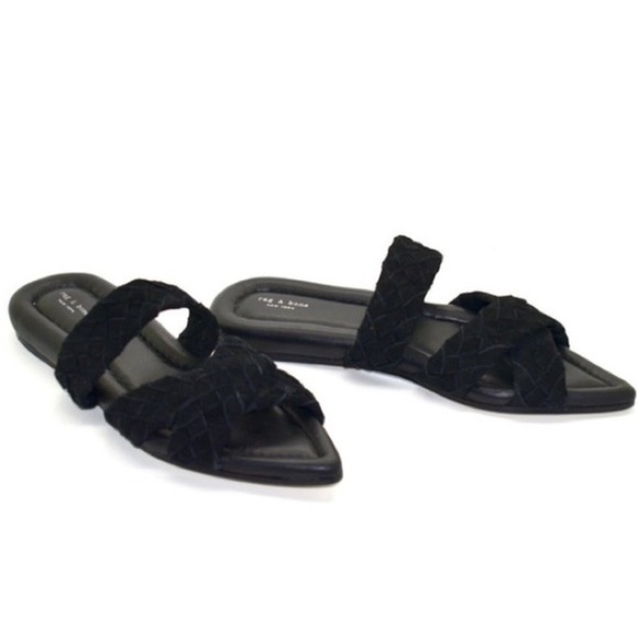 Rag & Bone Lewis Pointed Toe Slide Sandal Black sz6  $350 - Picture 2 of 5